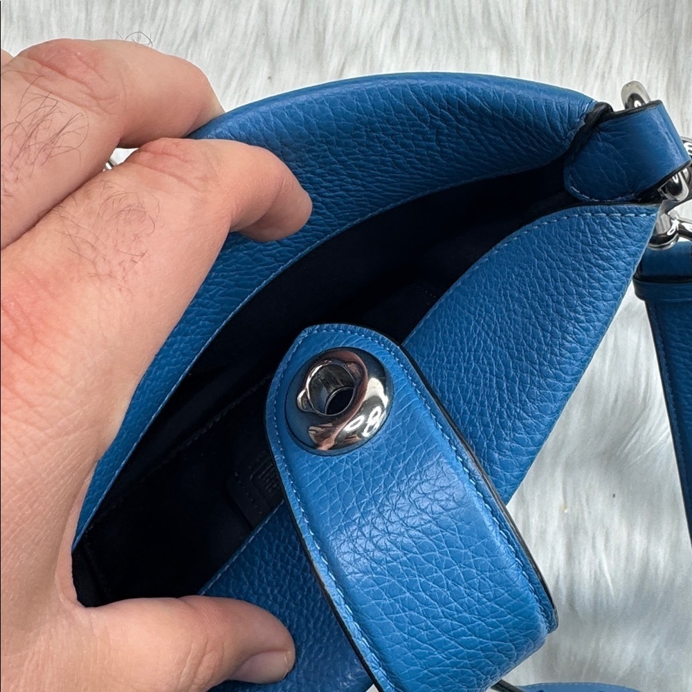 Coach C2814 Addie Pebble Leather Crossbody Bag SV/Vivid Blue crossbody purse - Picture 8 of 10